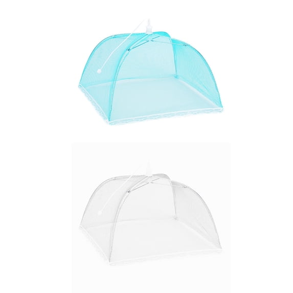 Tswift Pop-Up Mesh Food Cover Tent 2-Pack, Colla Umbrella Net Protector for Outdoor Picnic Bbq, Reusable Screen Keeps Flies Bugs Out, Washable Nylon Dome for Platters & Bowls, 2X Food Covers