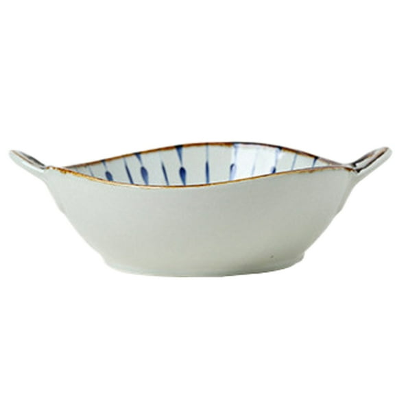 Tswift Rustic Porcelain Pasta Bowl with Handles, 26-Ounce Large Serving Bowl for Ramen, Cereal, Salad & Soup, Stackable Dinnerware for Family Dinners, Microwave & Dishwasher Safe, A Bowl