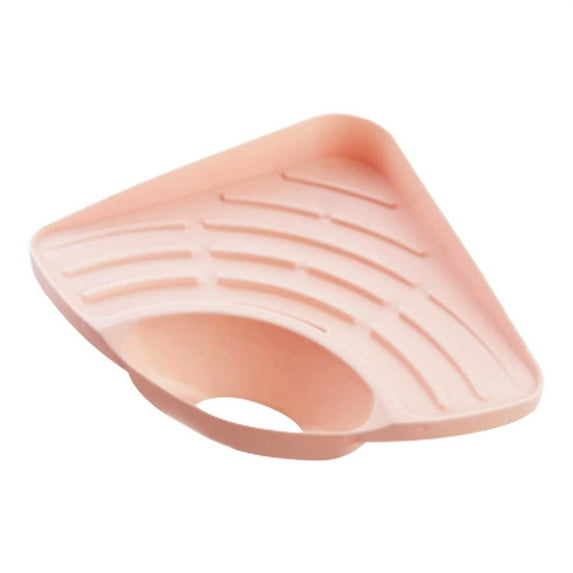Tswift Triangle Sink Corner Caddy, Suction-Cup Plastic Drain Rack for Sponges Soap Scrubbers, Quick-Dry Organizer Tray for Kitchen Rv Bathroom Countertops, 1Pc Drain Rack