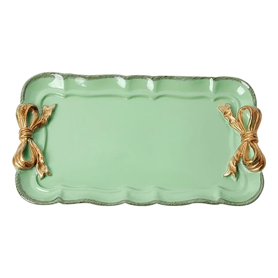 Tswift Vintage Resin Dessert Cake Stand, 7.7 in X 4.5 in Small Platter for Tea Party Wedding Display, Non-Slip Base for Jewelry Keys Catch-All, Easy-Wipe Serving Tray, 1X Plate