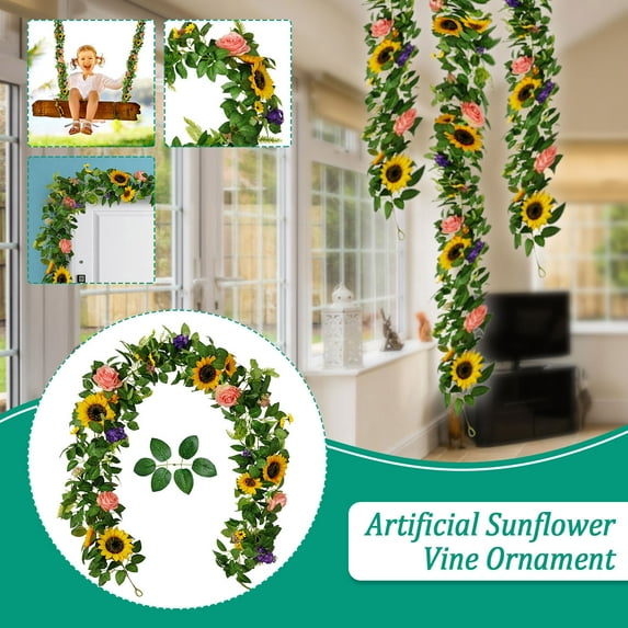 Tswift Walmart Days of Deals Green Plant Artificial Sunflower Vine, Decoration Garland Sunflower for Wedding Artificial Sunflower Silk Table Vine Home Decor