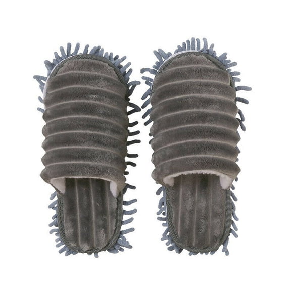 Tswift Washable Mop Slippers, Lazy Mop Slippers, Detachable Microfiber Slippers, Mop Shoes Dusting Slippers, Floor Cleaning Slippers for Home Office Kitchen Floor Dust Dirt Clean, Gray, L, 42-44