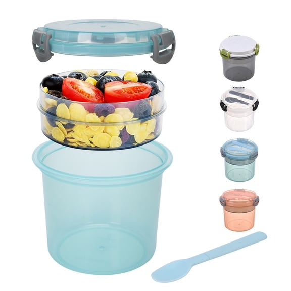 Tswift Yogurt Parfait Cups with Lids(Blue), BPA Free Reusable Yogurt Containers with Lids and Spoons, Take and Go Yogurt Cup with Topping Cereal or Oatmeal Container(Large 20 oz)
