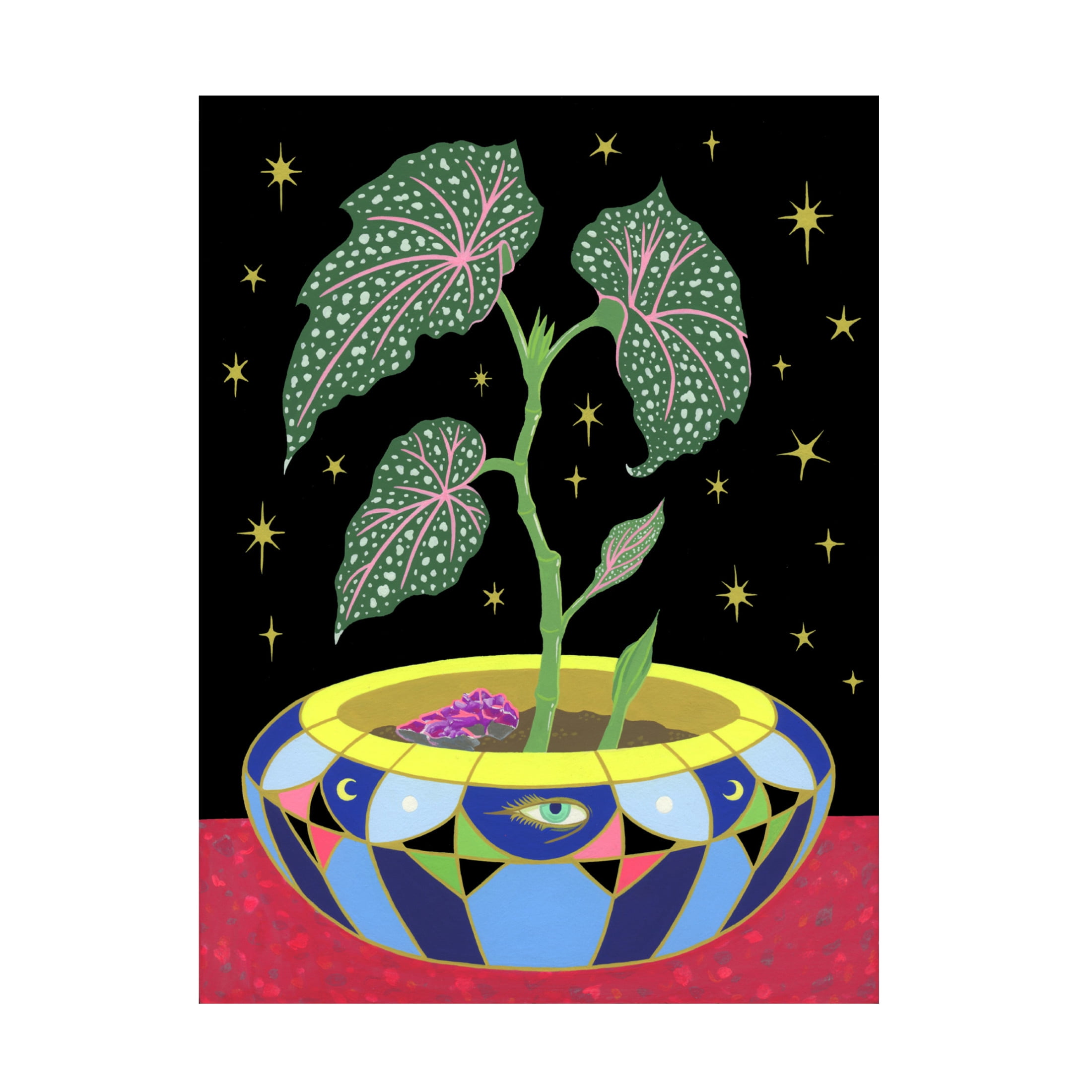 Tsz Kam 'Begonia in a Pot, 2021' Canvas Art - 35 x 47 Inches
