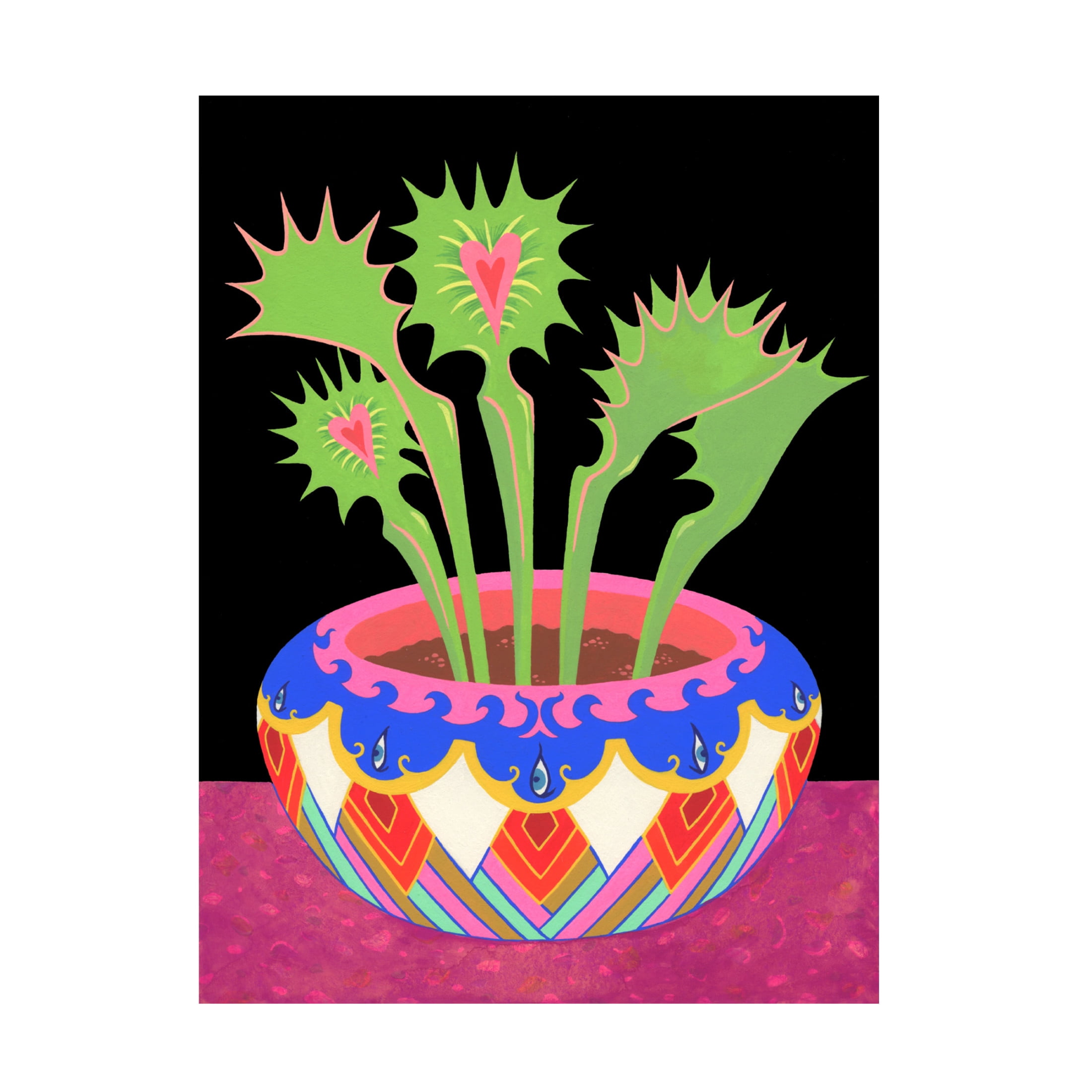 Tsz Kam 'Flytraps in a pot, 2021' Canvas Art - 18 x 24 Inches
