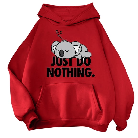 Tthxqing Cute Animal Printed Hoodies for Teen Girls,Womens Graphic Long Sleeve Loose Hooded Sweatshirts,Plus Size Fall Tops Pullovers with Pockets X_Red M