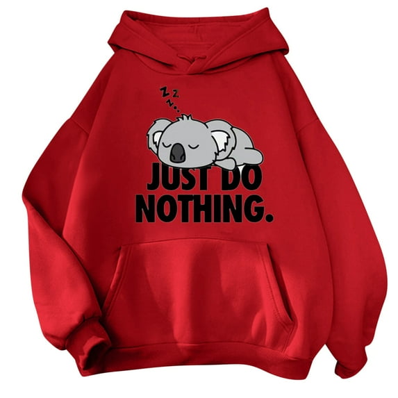 Tthxqing Cute Animal Printed Hoodies for Teen Girls,Womens Graphic Long Sleeve Loose Hooded Sweatshirts,Plus Size Fall Tops Pullovers with Pockets X_Red S