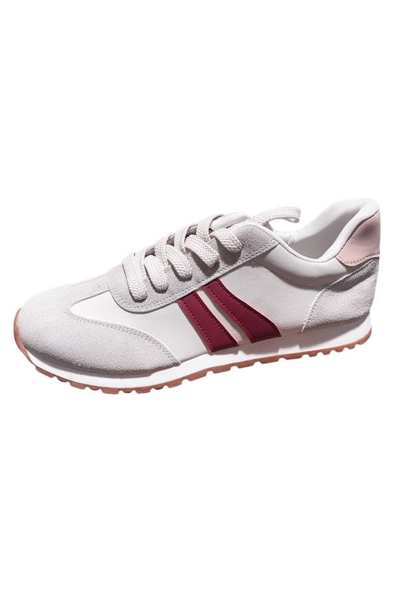 Tthxqing Sneakers for Women Trendy Memory Foam Insole Non- Workout Running Walking Sneakers- Women's Lace-Up Shoes Red 6.5