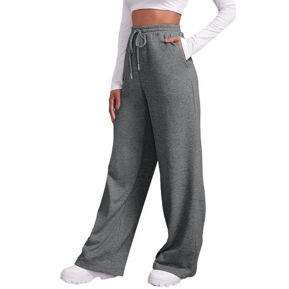 Tthxqing Straight Leg Sweatpants for Teen Girls Clearance,Women Elastic Waist Sweatpants Loose High Waisted Active Joggers Lounge Pants with Pocket Grey XL