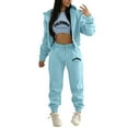 thumbnail image 1 of Tthxqing Women 3 Piece Outfits Sets,Trendy Full Zip Cropped Hoodies Baggy Sweatpants California Printed Tank Tops Fall Lounge Set Travel Vacation Sets X_Blue XXL, 1 of 8