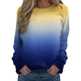 thumbnail image 1 of Tthxqing Women Gradient Printed Sweatshirts Trendy Graphic Crew Neck Pullovers Causal Fall Drop Shoulder Long Sleeve Tops Tshirts Yellow S, 1 of 4