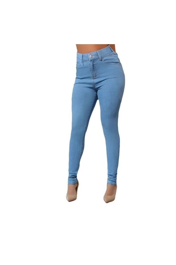 Women's Plus Size high waisted Denim Pants,Trendy 2025 Stretchy slim fit Jeans Blue XXL