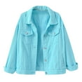 thumbnail image 1 of Tthxqing Women's Trendy Oversized Denim Jacket,Casual Boyfriend Cropped Jean Coat,Fall Long Sleeve Button down Tops Outwear X_Sky Blue XL, 1 of 7