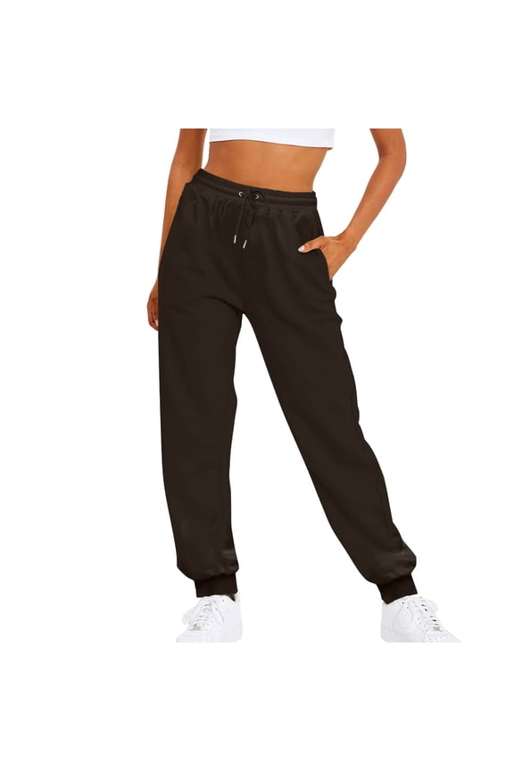 Tthxqing Womens Fall Trendy Baggy Joggers Workout Sweatpants Comfy Lightweight Loungewear High Waisted Athletic Yoga Sweat Pants with Pockets Brown XXXL