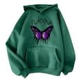 thumbnail image 1 of Tthxqing Womens Graphic Sweatshirts Trendy Butterfly Printed Pullovers Long Sleeve Plus Size Crew Neck Fall Tops Green S, 1 of 4
