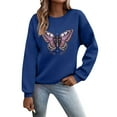 thumbnail image 1 of Tthxqing Womens Graphic Sweatshirts Trendy Butterfly Printed Pullovers Long Sleeve Plus Size Crew Neck Fall Tops X_Navy XL, 1 of 4