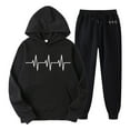 thumbnail image 1 of Tthxqing Womens Hoodies Sets 2 Piece Outfits Sweatshirts Set,Trendy Letter Printed Graphic Hoodies Baggy Sweatpants Travel Yoga Running Workout Sportswear Set with Pockets Black M, 1 of 2