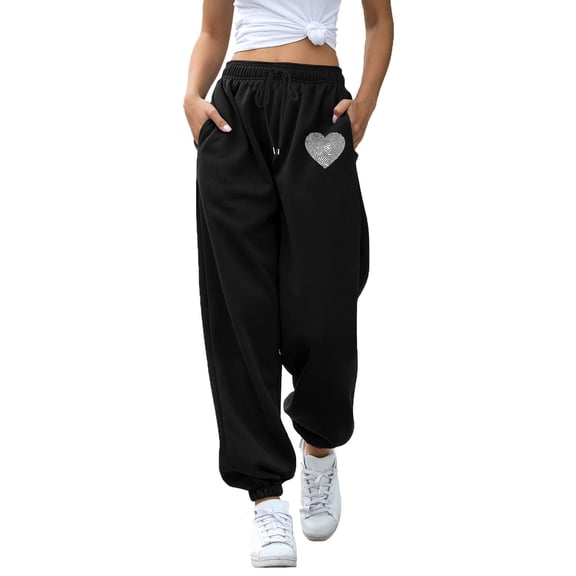 Tthxqing Womens Plus Size Joggers with Pockets Trendy Elastic Waist Drawstrings Baggy Sweatpants Ladies High Waist Workout Running Yoga Pants X_B XXL