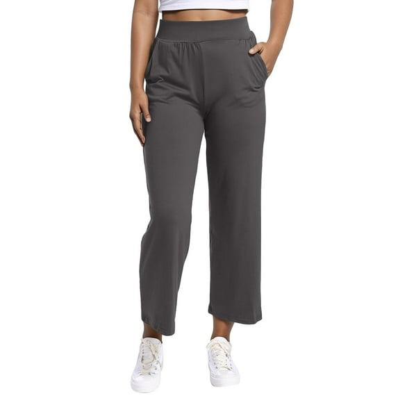Tthxqing Womens Plus Size Wide Leg Sweatpants Comfy High Waist Straight Leg Joggers Pants Workout Athletic Running Sweat Pants with Pockets Grey XXL