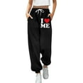 thumbnail image 1 of Tthxqing Womens Valentine's Day Baggy Sweatpants Trendy Drawstrings Love Printed High Waist Joggers Causal Workout Running Yoga Pants with Pockets Y_Black S, 1 of 4