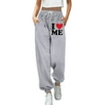 thumbnail image 1 of Tthxqing Womens Valentine's Day Baggy Sweatpants Trendy Drawstrings Love Printed High Waist Joggers Causal Workout Running Yoga Pants with Pockets Y_GY1 XXL, 1 of 4