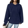 thumbnail image 1 of Tthxqing Womens Waffle Hoodies Causal Long Sleeve Loose Fit Pullovers Fall V Neck Drawstrings Sweatshirt Tops with Pockets Blue L, 1 of 5