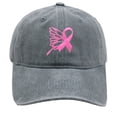 thumbnail image 1 of Ttongbb Hats Breast Cancer Awareness Pink Ribbon Heart Wing Embroidered Washed Multi-Color Baseball Hats Soft Caps For Party, 1 of 4