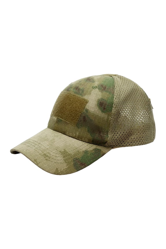 Hats Camo-Patterned Adjustable Mesh Breathable Color-block Design Baseball Hat Sun Headwear For Walking Running