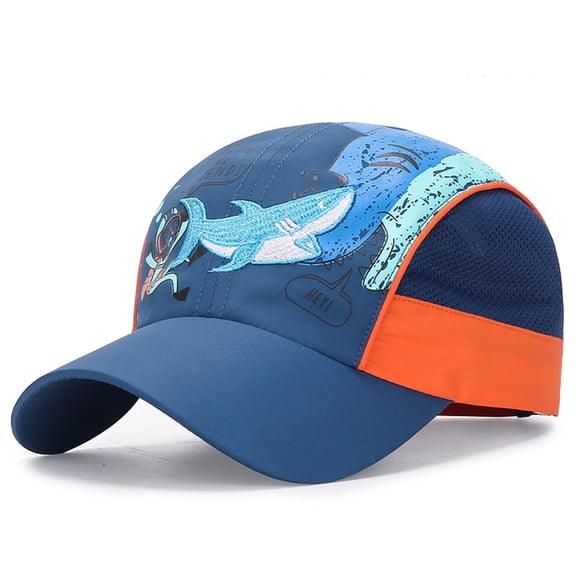 Ttongbb Hats Children's Contrast-Color Shark Embroidery Mesh Lightweight Breathable Adjustable Baseball Cap Sunshade Headwear
