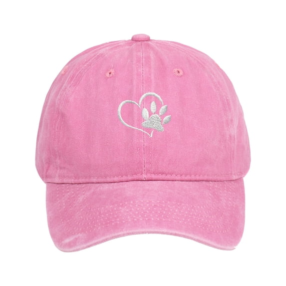 Ttongbb Hats Dog Paw Print Heart Embroidered Washed Unisex Baseball Multi-Color Couple's Cap Dad Hat Casual Sports Sun Headwear