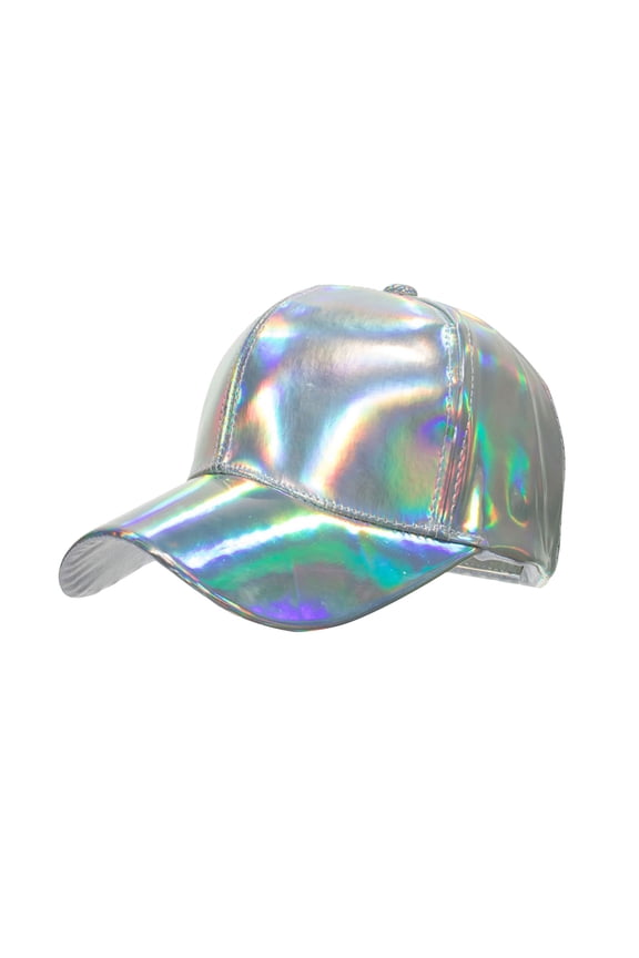 Hats Iridescent Laser Faux Leather Multi-Colour Baseball Visors Curved Brim Colorful Caps Party Streerwear Headwear