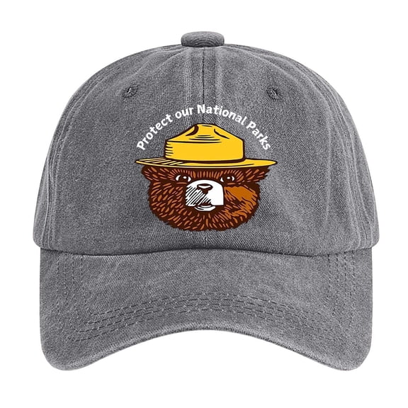 Ttongbb Hats Retro Washed Baseball Cap With Forest Guardian Bear Print Snapback Unisex Multi-Color Hat Activities Headwear