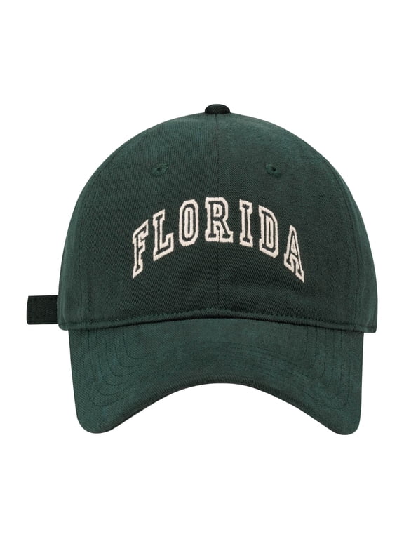 Hats Solid Color Dome Design Retro Florida Arch Embroidery Washed Twill Couple's Cap Travel Daily Hiking Dad Hat