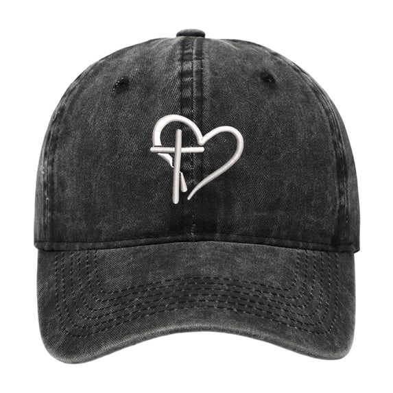 Ttongbb Hats Sporty Christian Cross and Heart Embroidered Baseball Unisex Snapback Colorful Baseball Hats Activities Headwear