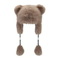 thumbnail image 1 of Ttongbb Hats Thickened Cute Fuzzy Bear Ears Warm Pullover Decorative Bead Tassel Ear Flap Hat Cold Weather Outwear Headwear, 1 of 5