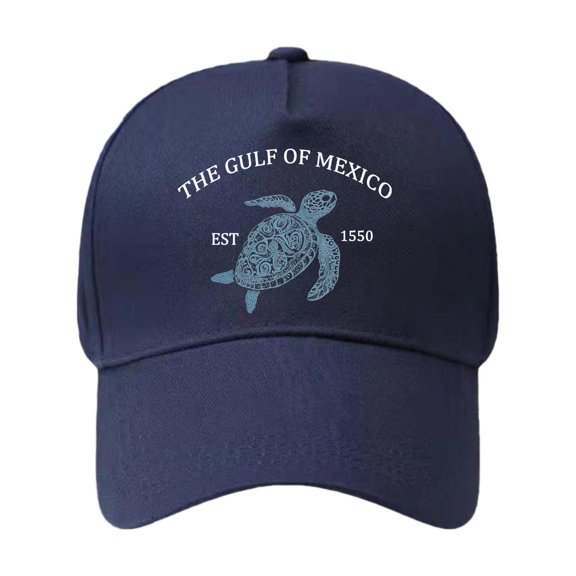 Ttongbb Hats Vintage Washed The Gulf Of Mexico Sea Turtle Print Retro Coastal Style Unisex Adjustable Hat Beach Dad Headwear