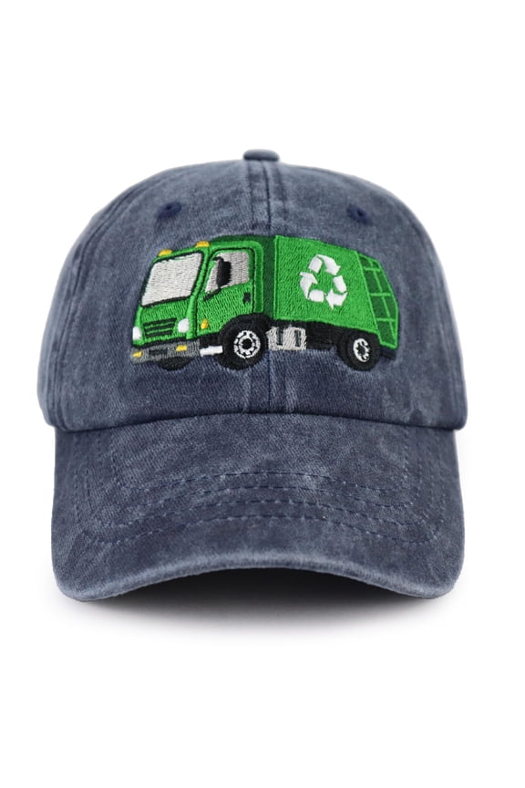 Hats Washed Printed Garbage Truck Design Lightweight Breathable Baseball Unisex Cap Dad Hat For Sports Work Party