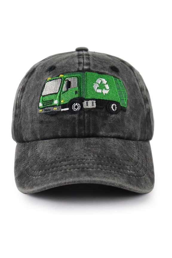 Hats Washed Printed Garbage Truck Design Lightweight Breathable Baseball Unisex Cap Dad Hat For Sports Work Party