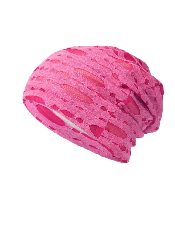 Hats Womens Hollow Lace Double-Layered Stackable Knitted Pile Multiple Solid Color Pullover Caps Sun-Shading Headscarf