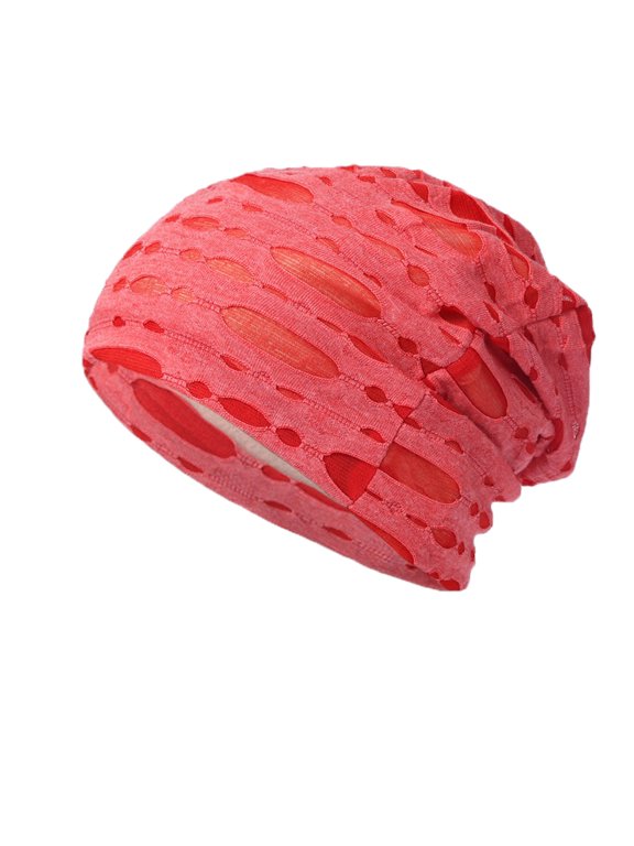 Hats Womens Hollow Lace Double-Layered Stackable Knitted Pile Multiple Solid Color Pullover Caps Sun-Shading Headscarf