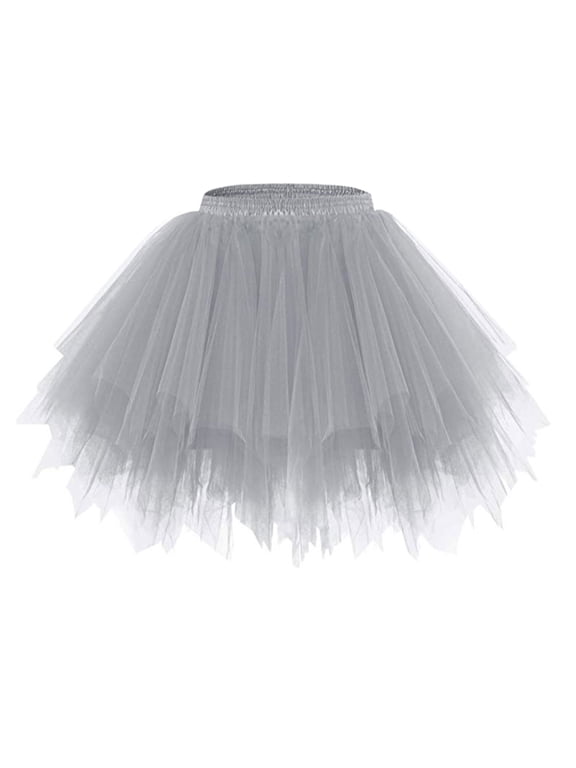 Skirts Women Candy Color Irregular Jagged Multi-Layer Half Body Puff Petticoat Elastic Waist Skirt Party Dance Skirts