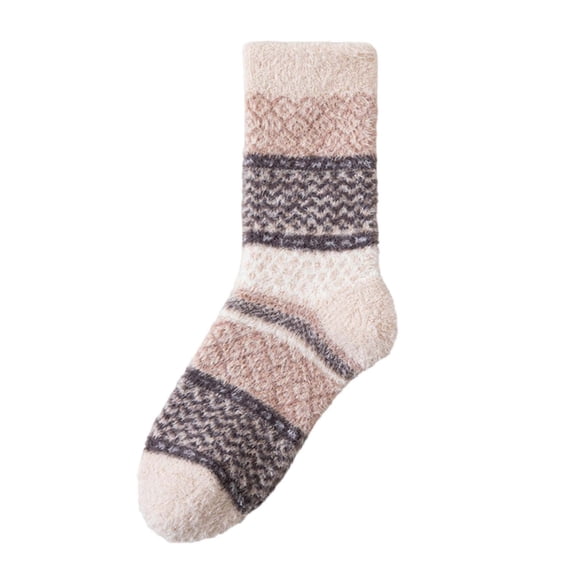 Ttongbb Socks Fair Isle Pattern Thermal Socks Cozy Lined Ankle Mid Calf Socks Indoor Outdoor Comfort Sleep Footwear