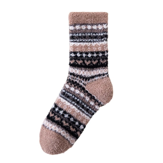 Ttongbb Socks Fair Isle Pattern Thermal Socks Cozy Lined Ankle Mid Calf Socks Indoor Outdoor Comfort Sleep Footwear