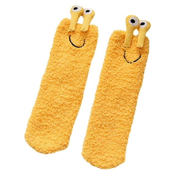 Ttongbb Socks Unisex Cute 3D Eye Coral Fleece Funny Cartoon Mid Tube Socks Thickened Warm Autumn And Winter Daily Stockings