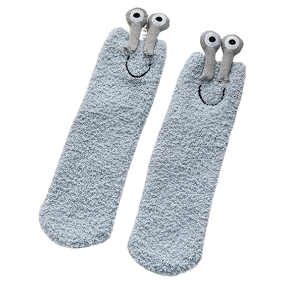 Ttongbb Socks Unisex Cute 3D Eye Coral Fleece Funny Cartoon Mid Tube Socks Thickened Warm Autumn And Winter Daily Stockings