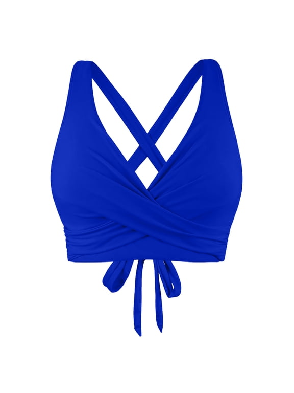 Women Bikini Top Striped Lace Up Separated Tie Back Underwire Swim Tops Pool Parties Wear Top