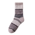 thumbnail image 1 of Ttongbb Women Socks Plush Retro Thermal Cozy Lined Crew Socks Thick Warm Winter Outdoor Short Footwear, 1 of 4