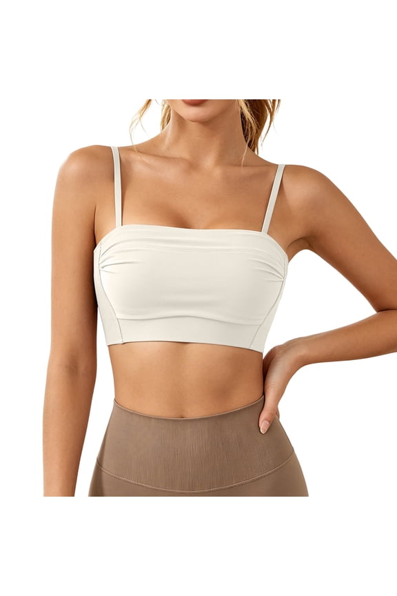 Women Sports Bras Solid Color Backless Seamless Unlined Racerback Convertible Strapless Bandeau Top Beach Party Bras