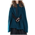 thumbnail image 1 of TtopsQueen Hooded Wool Blend Cape Coat with Double Button Closure Hand Pocket Loose Mid Length Poncho Wrap for Outdoor Casual Daily Wear Blue,L, 1 of 8