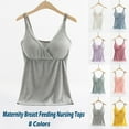 thumbnail image 1 of TtopsQueen Maternity Nursing Cami Tank Tops, V Cross Lace Trim Adjustable Strap Ribbed Sleeveless Shirts, Built In Bra Flowy Postpartum Daily Wear Vests Army Green,L, 1 of 6